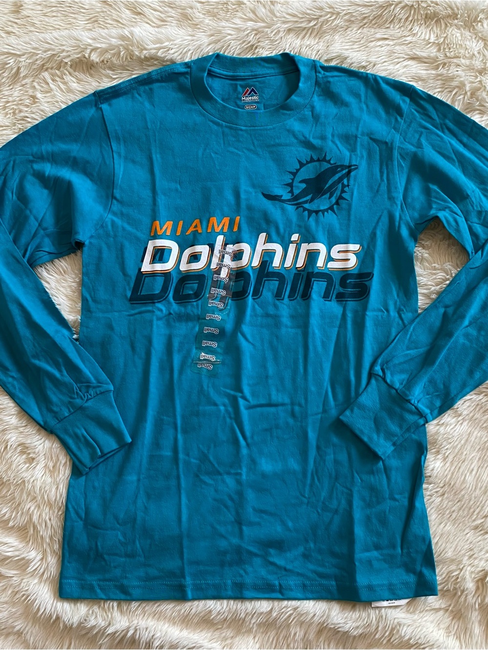 NEW Men’s Miami Dolphins NFL Football Teal Majestic Long Sleeve Shirt | Small